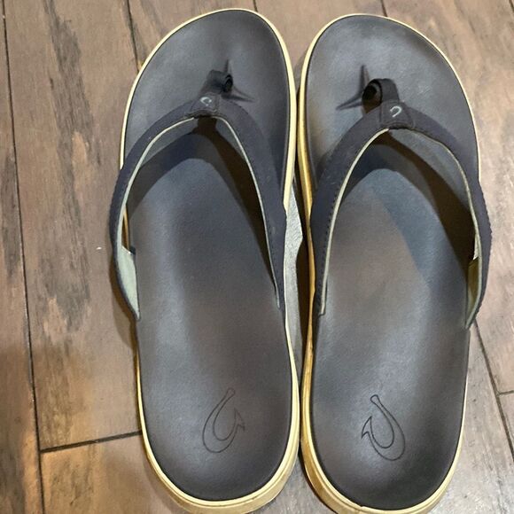 Olukai Nu‘a Pi‘o Navy Blue Arch Support Beach Sandals Shoes Comfort womens 9 - Picture 1 of 3